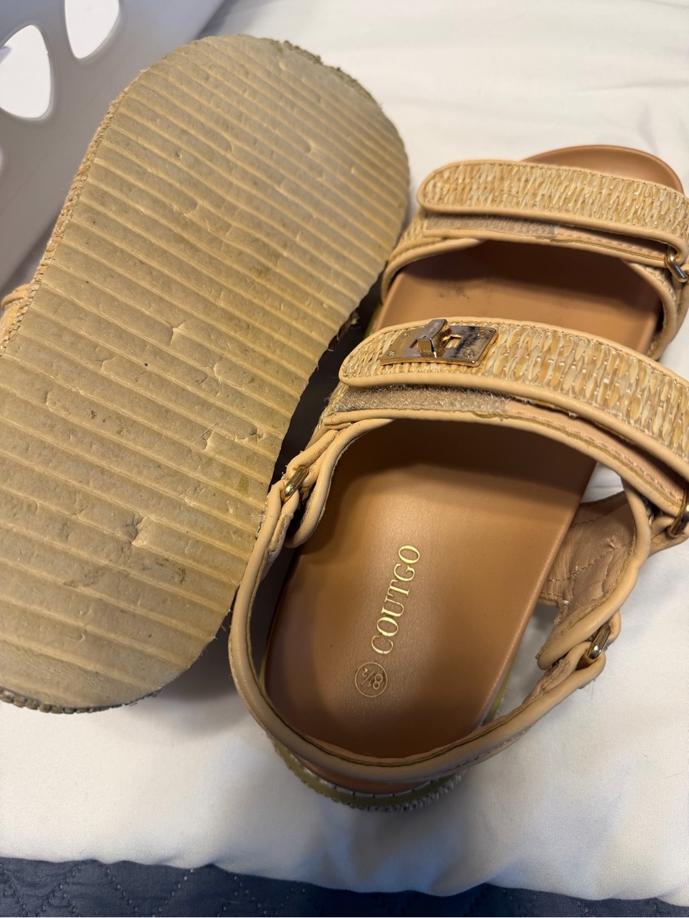 Kids Beige Braided Strap Sandals